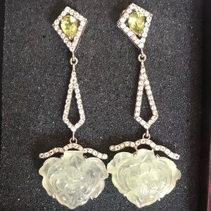RARITIES CAROL BRODIE earrings silver and peridot
